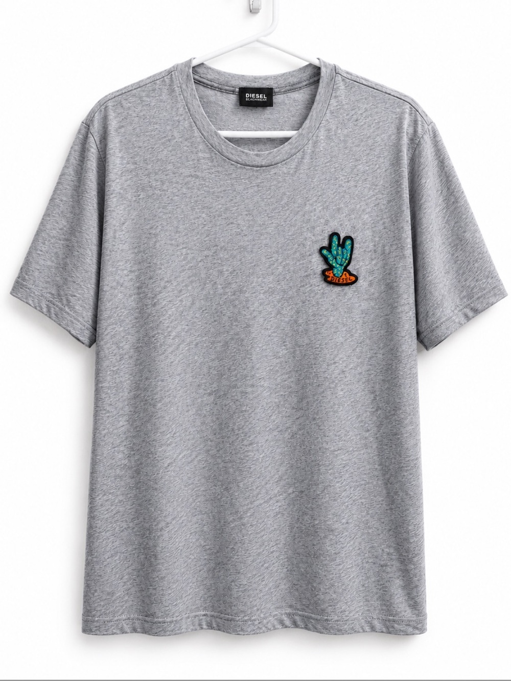 Diesel Beachwear Gray Embroidered Cactus Patch Crewneck T-Shirt Men’s Large EUC!